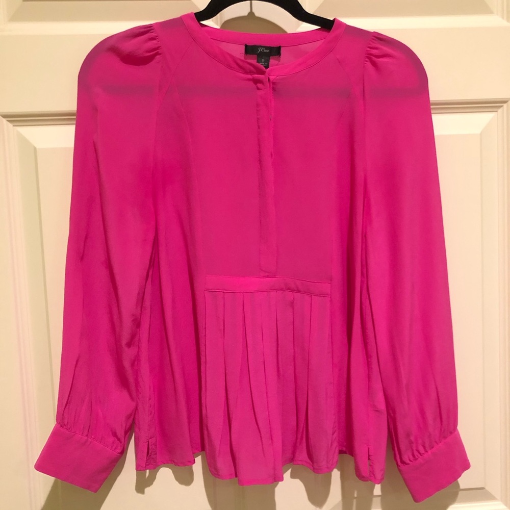 J. Crew Silk Magenta Pink Long Sleeve Blouse